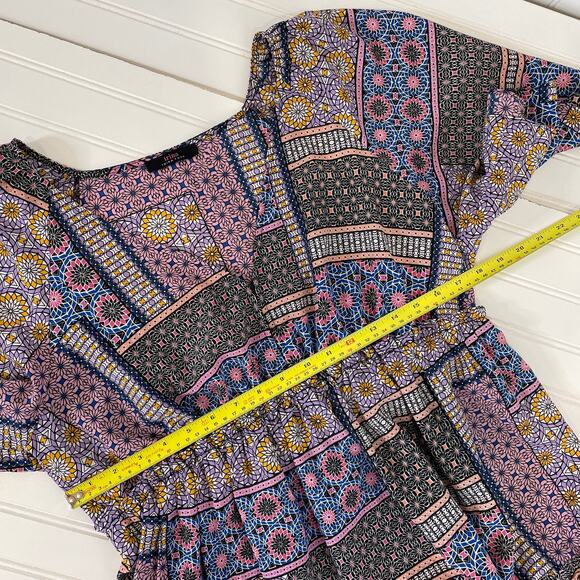 Trina Turk Sivas Dress Midi Dress Multicolor V-Neck Tiered Fit & Flare Size L - Picture 5 of 9